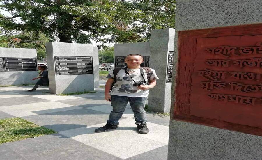 A Chinese tourist at Dhaka University in Bangladesh.