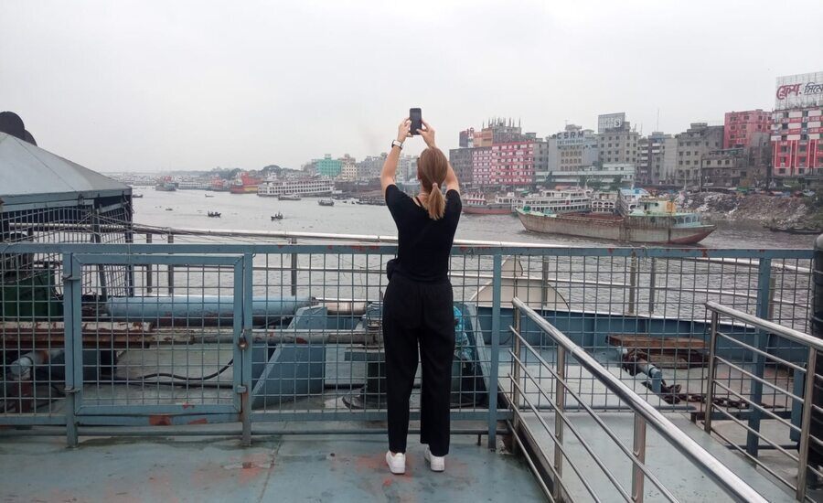 A tourist from Argentina in Sadarghat Ferry Terminal, Bangladesh