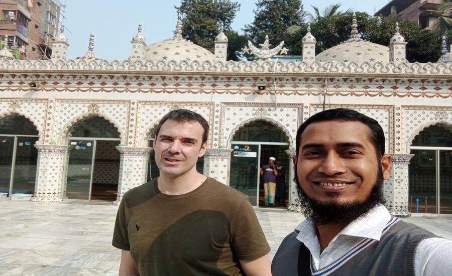 Visiting Star Mosque in Dhaka by a tourist from Switzerland