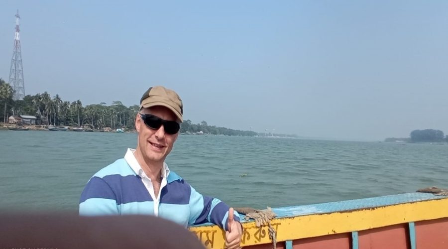 A tourist enjoying Barishal backwater tour in Bangladesh