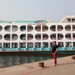 A tourist exploring Sadarghat Ferry terminal in Bangladesh