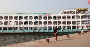 A tourist exploring Sadarghat Ferry terminal in Bangladesh