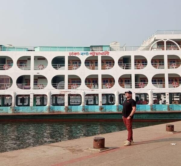 A tourist exploring Sadarghat Ferry terminal in Bangladesh