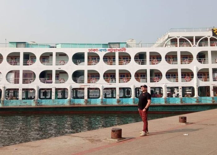 A tourist exploring Sadarghat Ferry terminal in Bangladesh