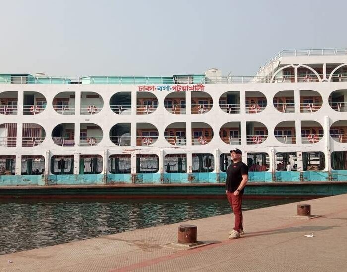 A tourist exploring Sadarghat Ferry terminal in Bangladesh