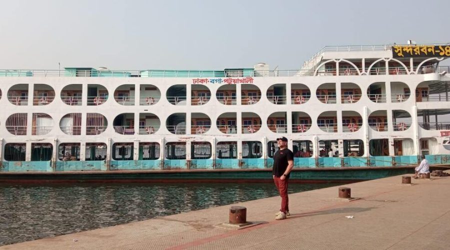 A tourist exploring Sadarghat Ferry terminal in Bangladesh